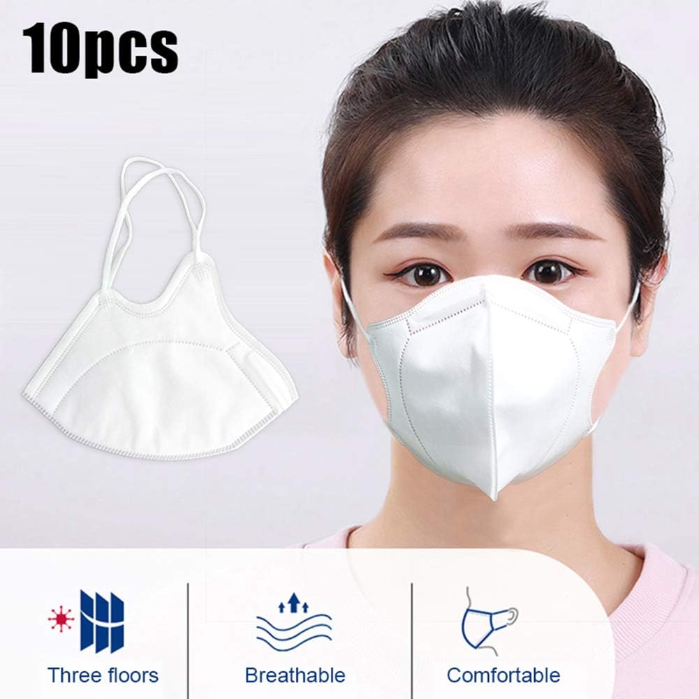 WYKsoku 10Pcs N95 Mask, Disposable Anti Haze Droplet Dustproof Respiratory Protective Cover Mouth Mask White L