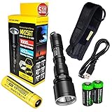 Nitecore MH25GT CREE LED 1000 Lumen USB Rechargeable Flashlight, 18650 rechargeable Li-ion battery, USB charging cable and Holster with 2 X EdisonBright CR123A lithium Batteries