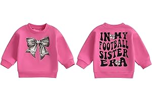 Kavousa Toddler Girl Football Outfit Baby Girl Football Shirt Crewneck Sweatshirt Game Day Top Fall Winter Spring Clothes