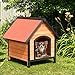 Tangkula Dog House, Wooden Pet Kennel, Outdoor Weather Waterproof Pet House, Natural Wooden Dog House Home with Reddish Brown Roof, Pet Dog House (Small, Red & Natural)