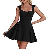 SHESEEWORLD Women Summer Square Neck A-Line Mini Dress Sweetheart Neck Ruffle Sleeveless Short Dresses Formal