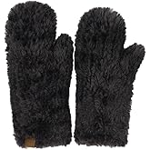 C.C Faux Fur Mitten For Women Unisex - Stretchable Soft Warm Cold weather Winter Gloves