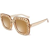 Xpectrum Extra Large Square Sparkly Crystal Sunglasses Bling Rhinestone Concert Glasses