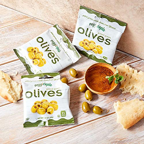 Veggicopia Olives, Keto Tasty Green Pitted Snack Olives from Greece