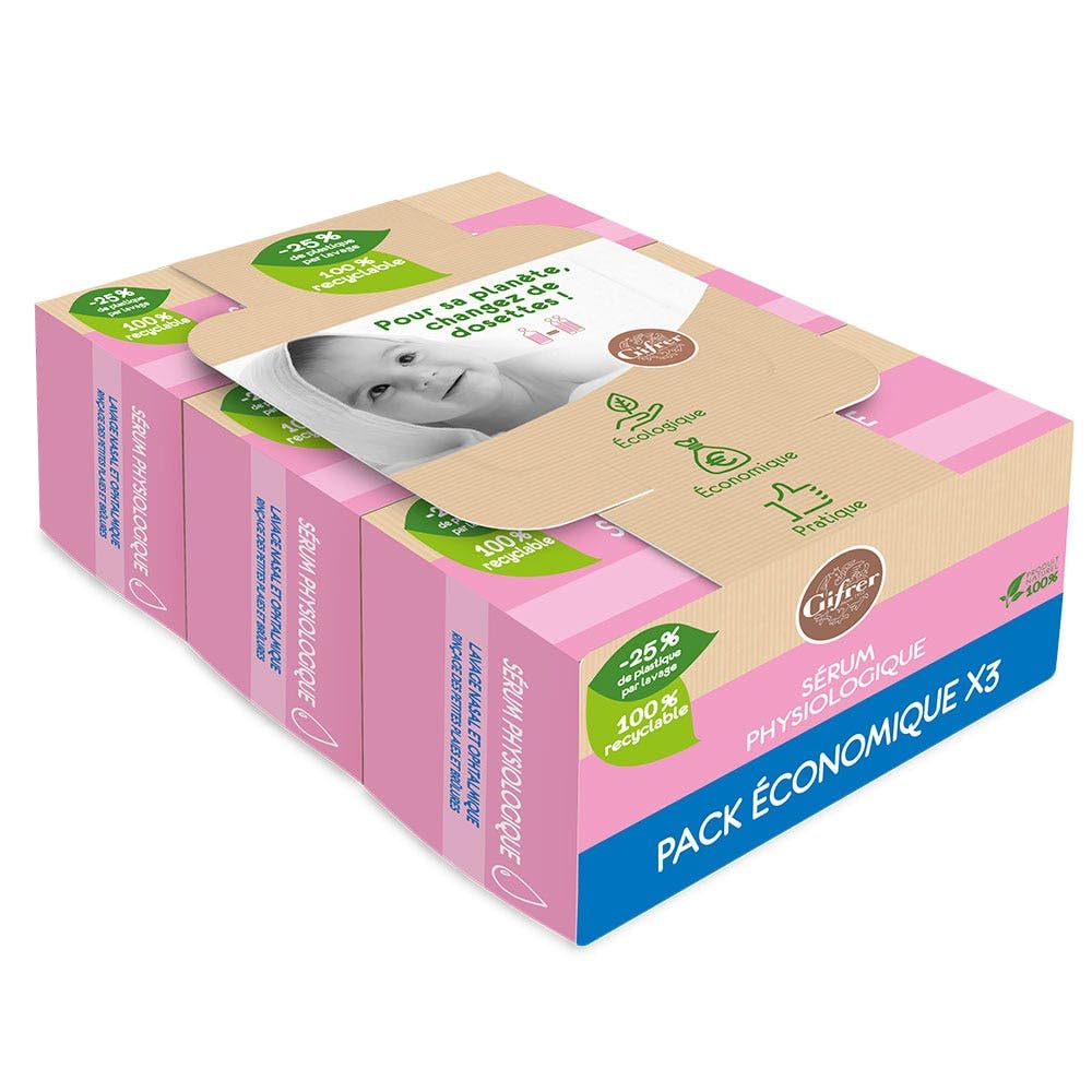 Gifrer Physiological Nasal and Ophthalmic Cleansing Serum – Pack of 3 Boxes of 24 x 10 ml Physiologica