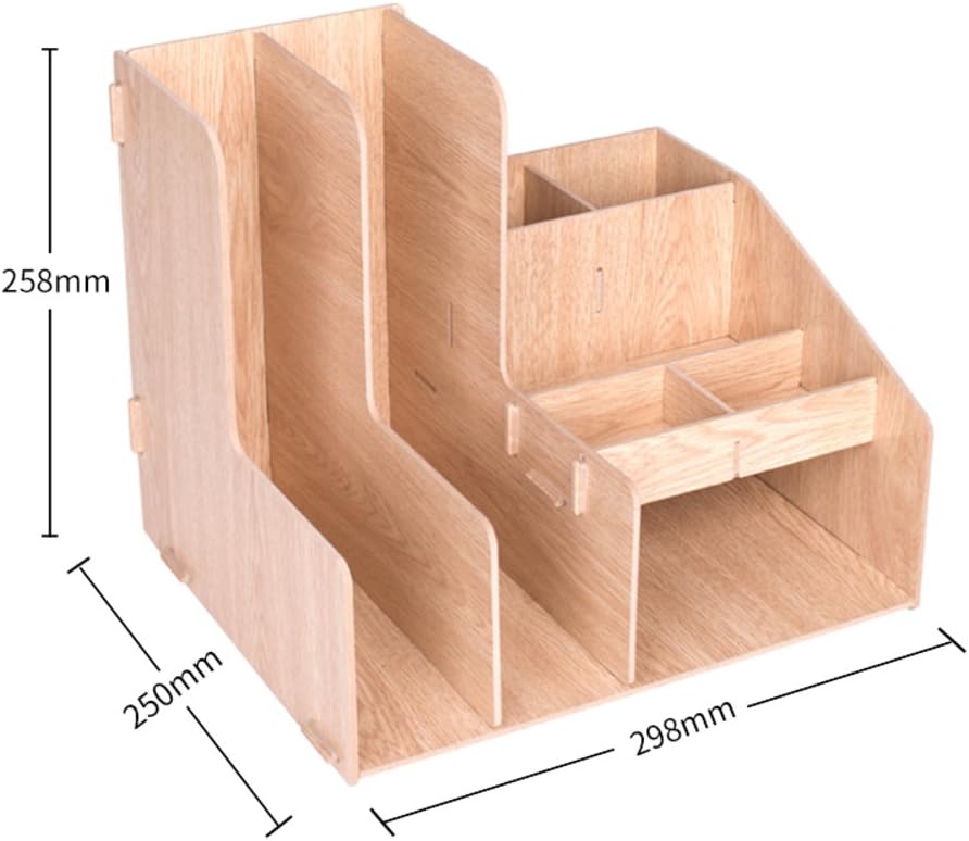 DLWDMRV Office wooden desk organizer with multiple shelves,Wood files supplies Organizer for home & office use-B