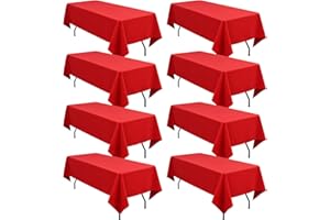 FANI 8 Pack 60 x 102 Inch Tablecloth, Red Tablecloth for 6 Feet Rectangle Tables, Stain and Wrinkle Resistant Washable Fabric Table Cloth for Wedding Party Dining Table Buffet Parties and Camping