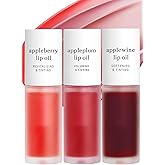 NOONI Korean Lip Oil - Appleberry + Appleplum + Applewine, 0.12 FL Oz Bundle