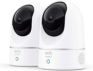 eufy Security, 2K Indoor Cam Pan & Tilt 2-Cam Kit, Plug-in Security Indoor Camera with Wi-Fi, IP Camera, Human & Pet AI, Voice Assistant Compatibility, Motion Tracking, HomeBase Not Required.