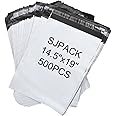 SJPACK 500pcs 14.5x19 Poly Mailers 2.5 Mil Envelopes Shipping Bags with Self Sealing Strip, White Poly Mailers