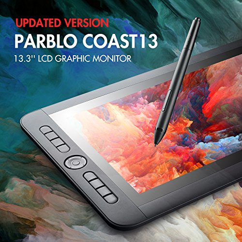 Parblo Coast13 Graphic Tablet Drawing Monitor with 13.3" LCD, 8192 Level Battery Free Pen for Digital Art Sketch, Paint, Design, Drawing Tablet for Windows Mac OSX Computers