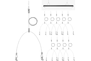 CEZELUX 10 Set / 20 pcs Lighting Light Suspension Kit, 5ft Adjustable Luminaire Hanging Wire, 2ft Not Adjustable Steel Cable for Commercial Aquarium LED Panel Light LED Shop Lights Aquarium Lights