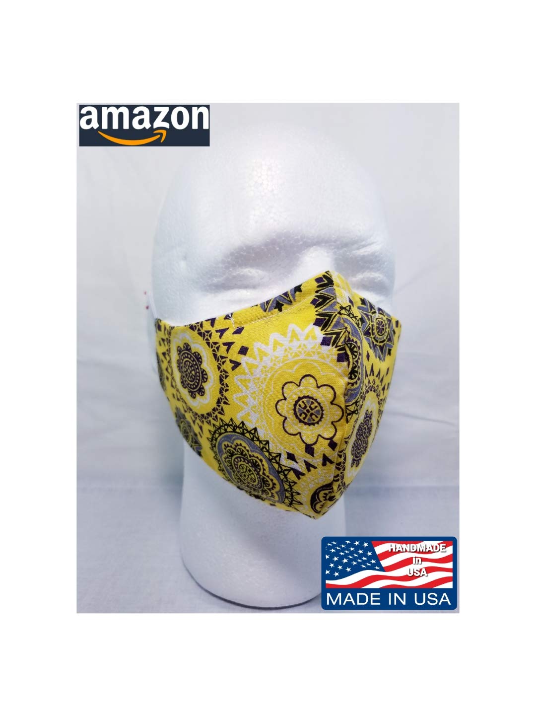 Download Amazon Com Double Layered Yellow Handmade Face Mask With Nose Wire Washable All Size Available Xxl Xl L M S Unisex Adult Made In Usa 100 Cotton Handmade PSD Mockup Templates