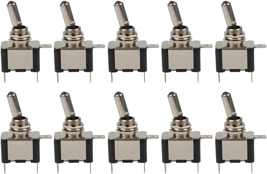 Larcele 10 Pieces 12V Car Switch LED Light Toggle Switches BDKG-01 (Blue Led)