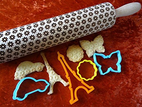 Camomile / daisy flower rolling pin and cookie cutter
