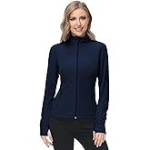 Dolcevida Women's Lightweight Soft Fleece Athletic Running Track Jackets Slim Fit Workout Jacket with Thumb Holes