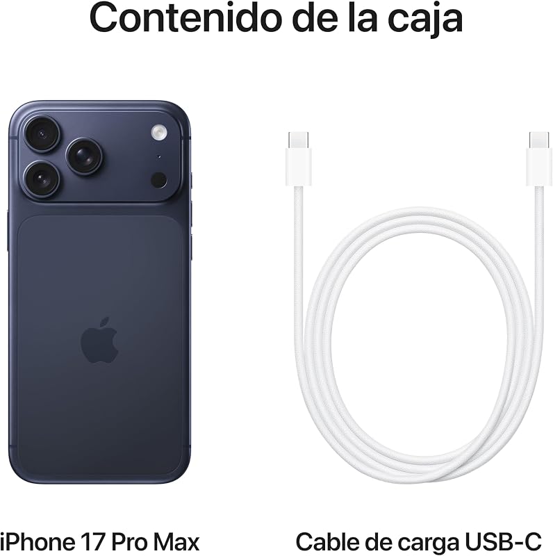 iPhone 17 Pro MAX de 256 GB: Pantalla de 6,9 Pulgadas con Promotion, Chip A19 Pro, autonomía revolucionaria, Sistema de cámaras Pro Fusion con cámara Frontal Center Stage; Azul Intenso