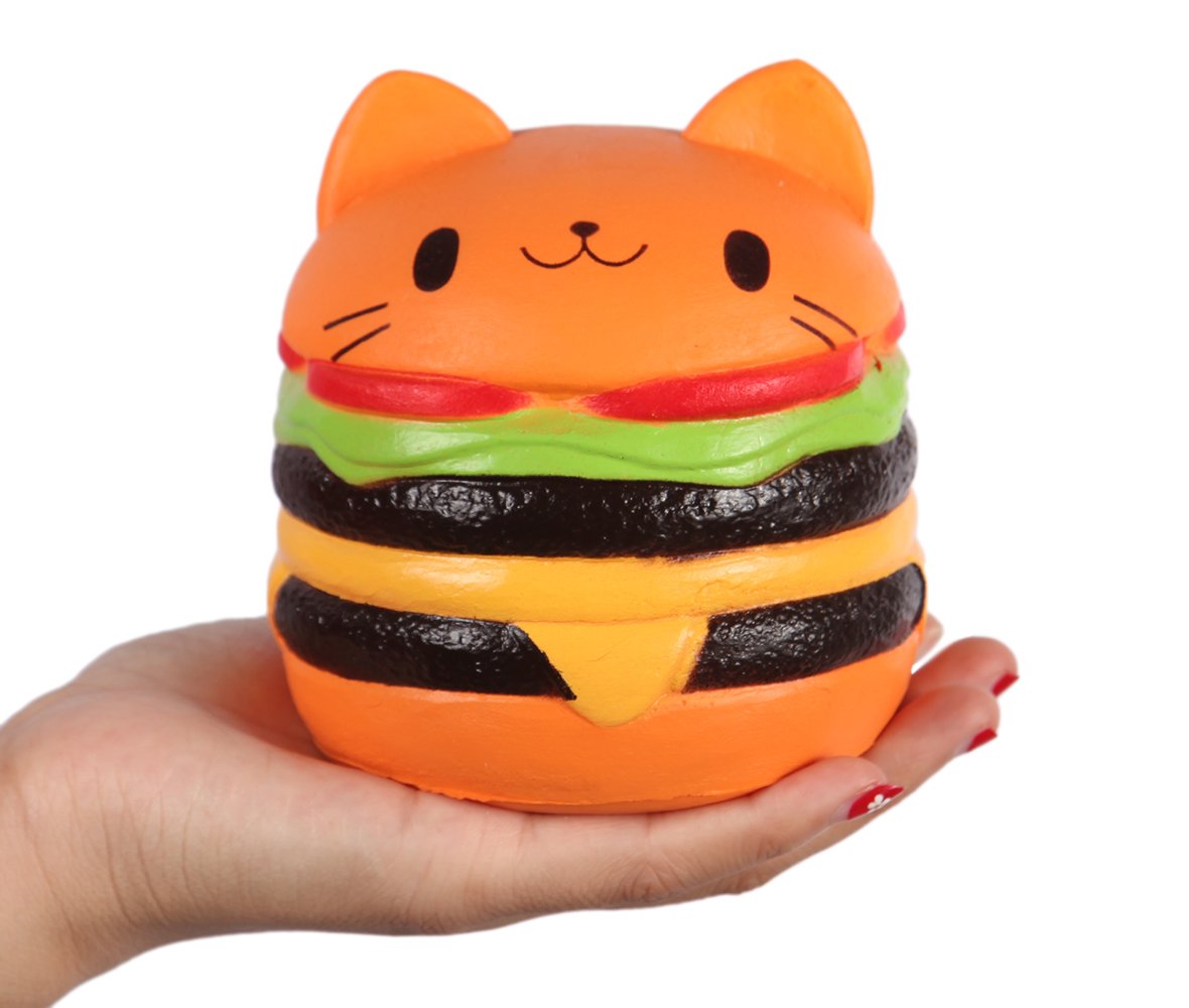 Anboor Squishies Hamburger Cat Jumbo Slow Rising Kawaii Bread Squishies Toy Prime Cheap for Collection Gift,Color Random — image 1