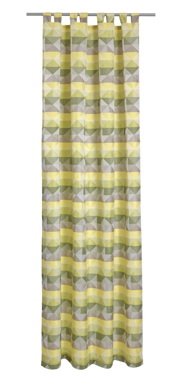 Deko Trends Tab-top Curtain, Fabric, Grün-Gelb-Taupe, 245x146x245 cm