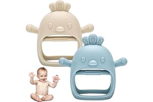 Baby Teething Toys, 2 Pack Teether for Baby, Toddler Infant Newborn Baby Toys, Mitten Glove Teether, Baby Teethers Toys 0-3-6
