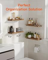 Pipishell 40cm Paulownia Wood Floating Shelves Set of 4 Brown view 2