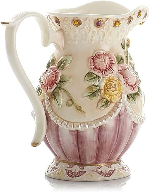 nby Embossed Rose Ceramic Flower Vase Fuchsia Pitcher