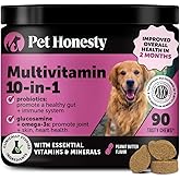 Multivitamin Dog Supplement - Glucosamine Chondroitin for Dogs, Probiotics, Omega Fish Oil, Dog Supplements & Vitamins, Vitamins for Skin and Coat Allergies, (Peanut Butter 90 ct)