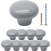 suiwotin 10pcs Light Grey Ceramic Knobs, Round Pantry Cabinet Knobs Pulls | Decorative Drawer Knobs Pull Handles, for Closet, Cupboard, Furniture Door Knobs