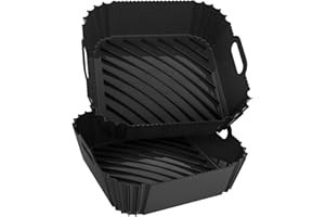 SEROPY Large Silicone Air Fryer Liners Square 5-9 QT, 7.9 Inch Airfryer Liners Reusable 2 Pack Air Fryer Liners Pot Oven Liner Baking Tray, Air Fryer Basket Silicone Mat Bowl Air Fryer Accessories