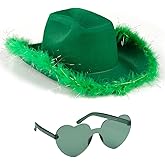 Funcredible Cowboy Hat and Glasses - Fluffy Cowgirl Hat - Halloween Cowgirl Costume Accessories for Women