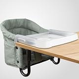Hook On Chair with Removable Dining Tray,Portable Hook-On Chairs with Storage Bag,for Home and Travel(Sage Green)