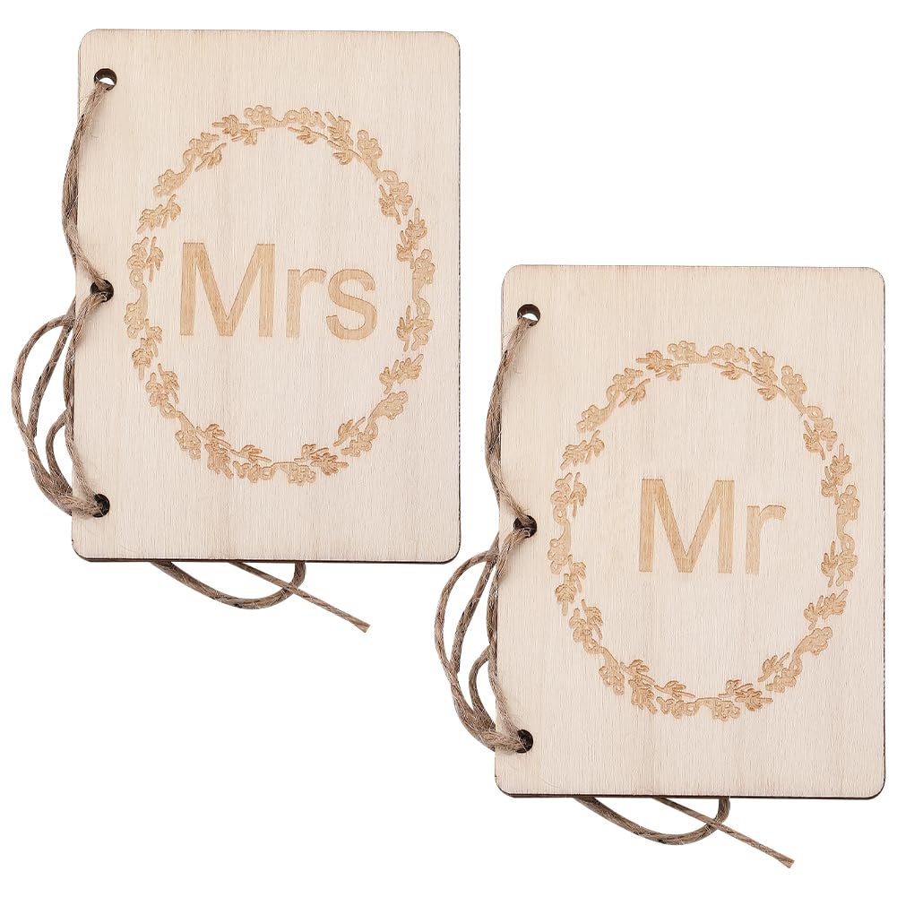 GORGECRAFT 8pcs Wooden Greeting Cards Wedding Vow Books Officiant Wedding Day Card Bride and Groom Bridal Shower Gifts Booklet Keepsake Vow Renewal Notebook Mr and Mrs Marriage Vows Cards