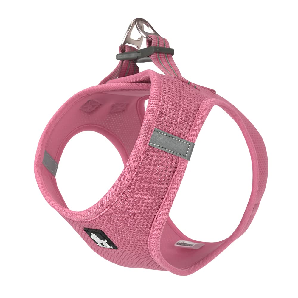 TRUE LOVE Dog Harness Soft Air Mesh Adjustable Reflective Pet Vest for Small and Medium Breeds, Medium, Pink