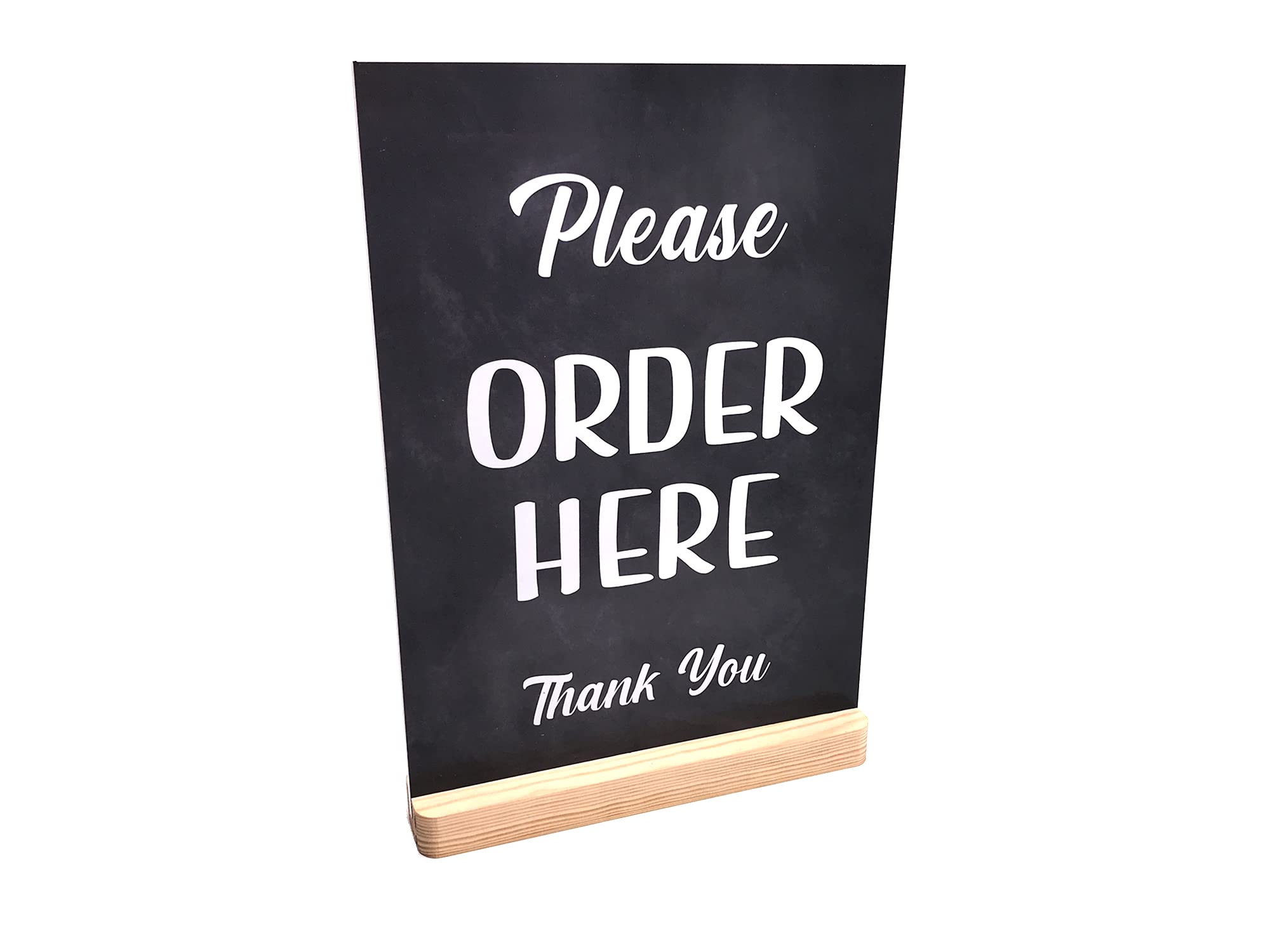 Please Order Here Sign - Cafe, Takeaway, Coffee Shop, Sandwich Shop, Counter Sign, A4 size (Black Stand)
