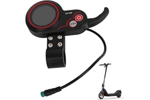 equlup Electric Scooter LCD Display Meter, 22.2mm LH-100 Electric Bike Thumb Throttle with LCD Display 5P Waterproof Connector Control Panel for 24V 36V 48V 60V