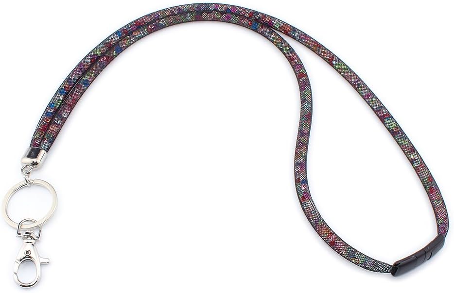 ID Card Lanyard, SAVORI 32.9" Breakaway Safety Clasp Rhinestone Lanyards Crystal ID Card Holder - Black 1 Pack