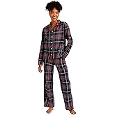 Vera Bradley Women's Cotton Pajama Set with Long Sleeve Button-up Shirt and Pants (Extended Size Range)