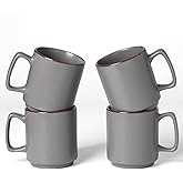 famiware Coffee Mugs Set of 4, Nebula 14oz Coffee Mugs, Ceramic Cup Set with Handle for Latte, Tea, Milk, Cappuccino, Cocoa, Dark Gray