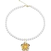 QIAOLEHUI Big Flower Necklace Pearl Choker White Flower Vintage Floral Prom Flowers Necklace Jewelry for Women