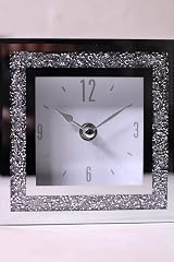 Range Square Loose Diamante Mantle Clock Crushed Jewel Glass Table Clock view 3