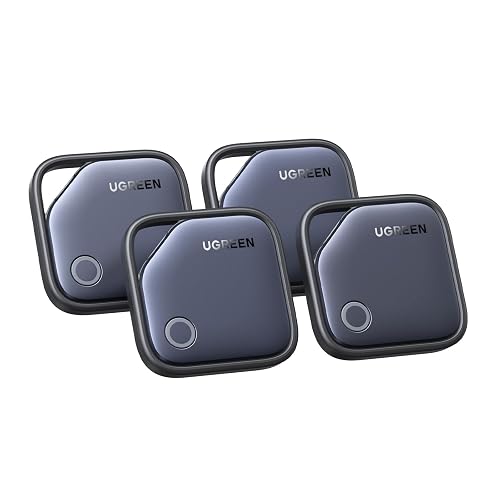 UGREEN FineTrack (4 Pack) Compatible with Apple Find My (iOS only), Tracker Tag with 2-Year Replaceable Battery, 80dB Alarm Volume, Bluetooth Finder for Keys, Wallet, Luggage, Suitcase and More
