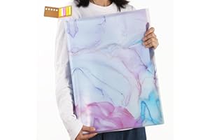 Qunrwe Portfolio Folder for Artwork,A3 Art Portfolios Case 60 Pages,Marble Blue Diamond Painting Storage Book,11.8 x 16.5 inch Pocket Protector with Index Stickers,Report,Photo