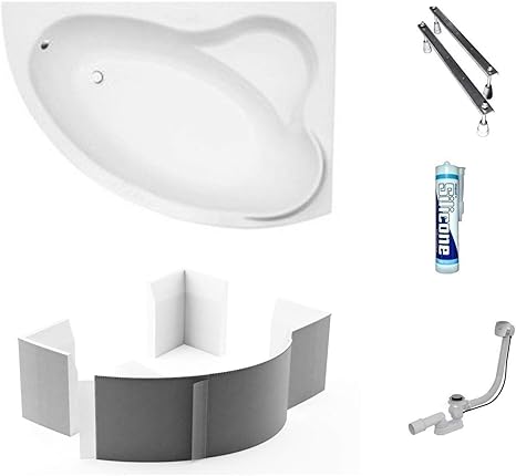 ECOLAM Badewanne Eckbadewanne Acryl Ada weiß 140x90 cm RECHTS