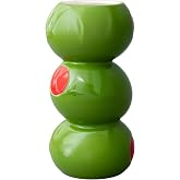 ban.do Novelty Ceramic Vase, Stacked Olives | Unique Decorative Vase, Nostalgic Green Martini Olives Vintage Decor for Home, Kitchen or Bar Cart