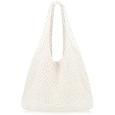 COOKOOKY Crochet Beach Tote bag Summer Beach Bag for Women Aesthetic Mesh Tote Bag Hippie Bag Knit Bag