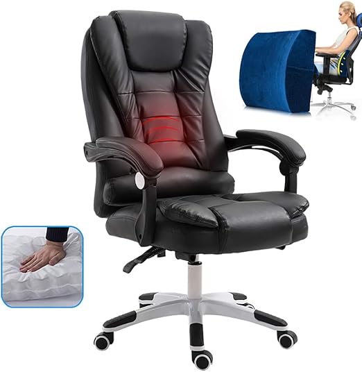 Zdylm Y Fauteuil De Bureau Ergonomique Massage Hauteur Ajustable Et Accoudoirs Chaise De Bureau Pivotante Avec Coussin Amazon Fr Cuisine Maison