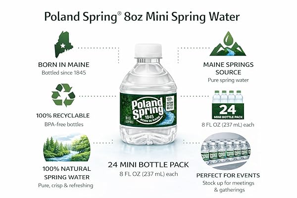 POLAND SPRING WATER BOTTLES 24 PACK – SMALL MINI BOTTLES – POLAND SPRING 8 OZ BOTTLED WATER