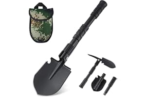 BOYISEN OKOOLCAMP Folding Shovel Camping Shovel Multi-tool Military Shovel Heavy Duty Alloy Steel Car Survival Tactical Shovel for Off Road Snow Emergency Gardening Hiking Backpacking Fishing