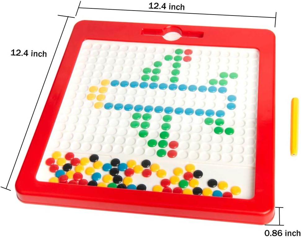 Hobaby Magnetic Drawing Pad, Creative Doodle Board Toys, with 130pcs Dots and 10 Double-Sided Picture Cards,Educational Travel Doodle Toys for Toddler Kids Children(L, Red): Toys & Games
