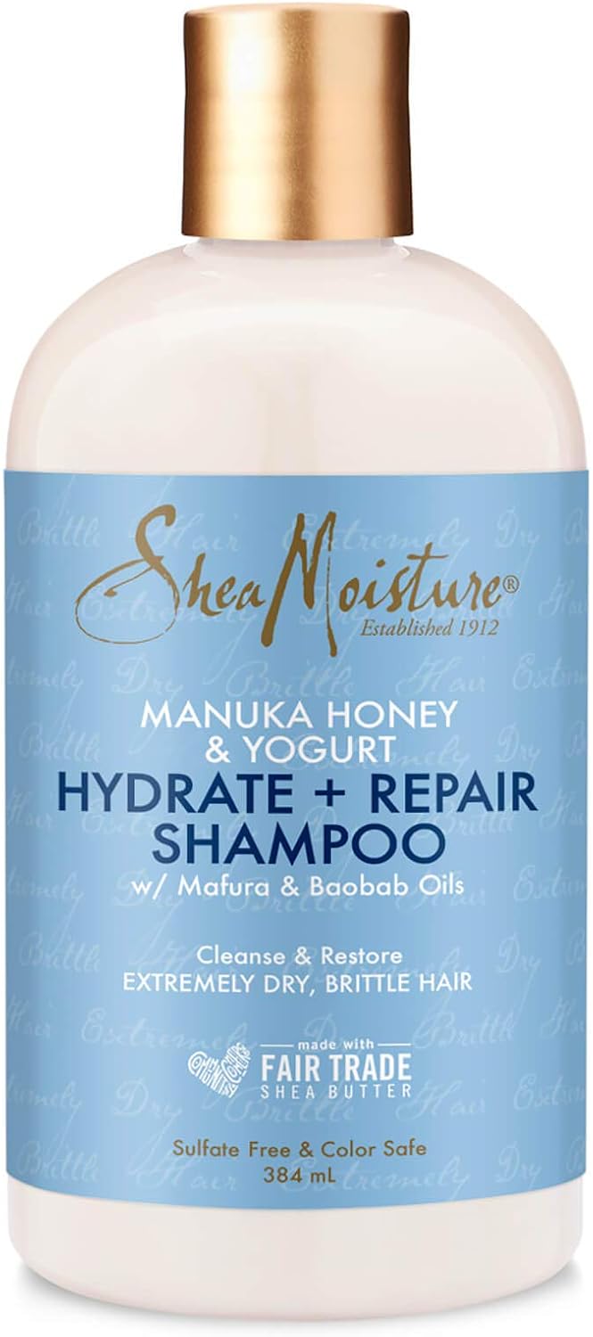 SheaMoisture Manuka Honey & Yoghurt Hydrate & Repair Shampoo silicone and sulphate free shampoo for extremely dry brittle curly hair 384 ml